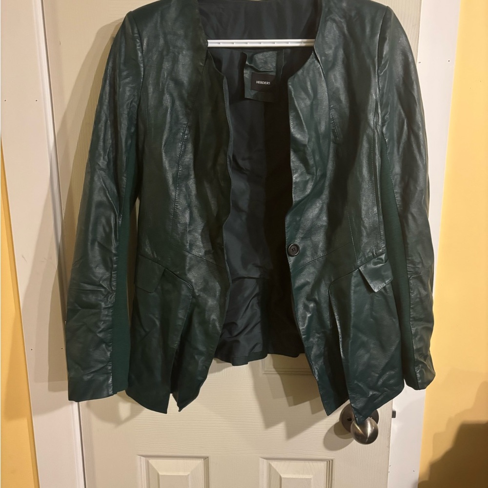 H&M Dark Green Leather Jacket